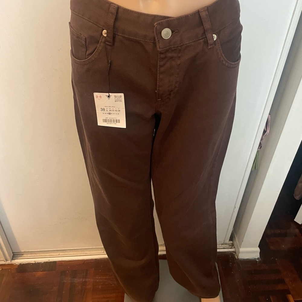 Zara Chocolate Brown Straight Leg Jeans